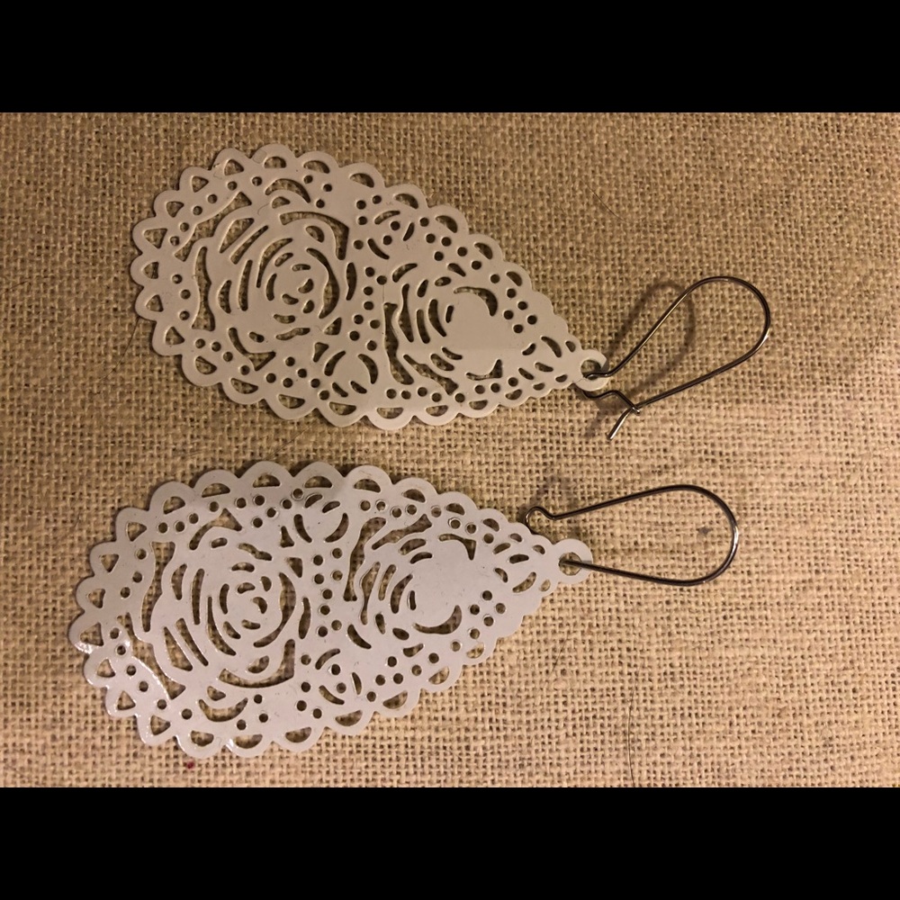 White filigree earrings